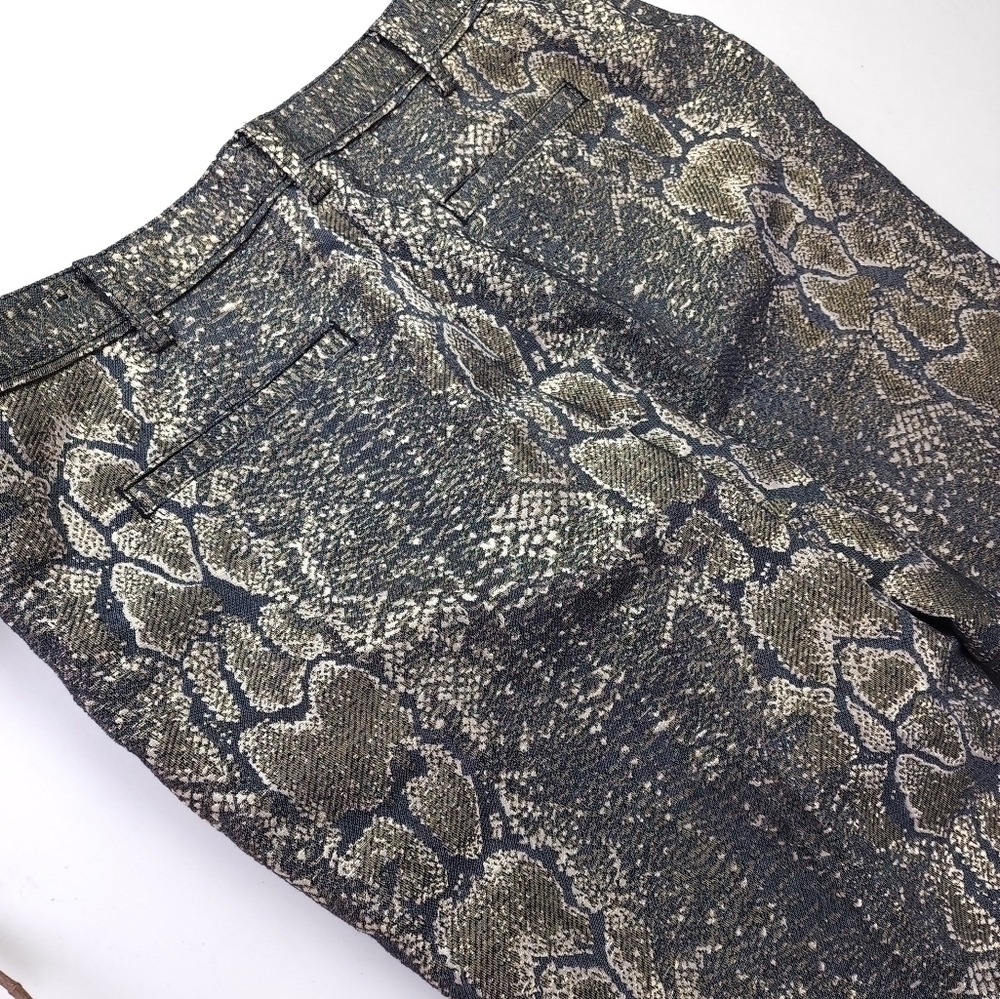 Worthington Gray Gold Snakeskin Print Lined Pants Size 10 - Picture 10 of 11